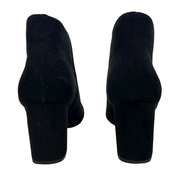 H by Halston Faux Suede Pointed Toe Block Heel Ankle Boots Black Size 7.5 - Picture 7 of 10